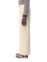 Wool Gabardine Pants with Turn-Ups