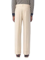 Wool Gabardine Pants with Turn-Ups