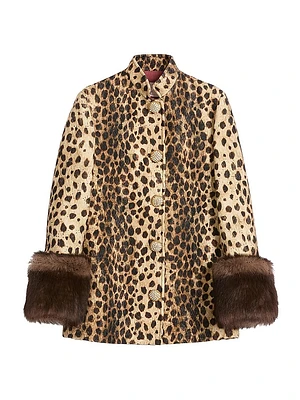 Jaguar Spots Printed Wool Cloth Caban