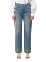 Denim Trousers with Jacquard Trims