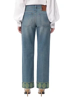 Denim Trousers with Jacquard Trims