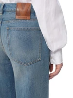 Denim Trousers with Jacquard Trims
