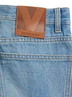 Denim Trousers with Jacquard Trims