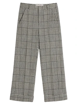 Wool Pants with Turn-Ups Check Pattern on Houndstooth