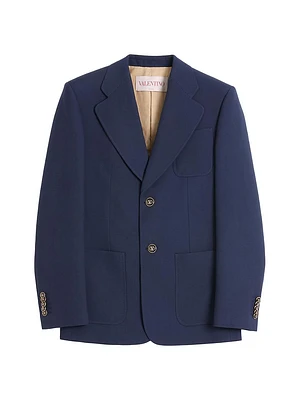 Single-Breasted Wool Gabardine Jacket