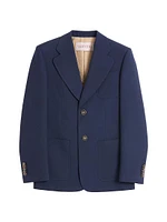 Single-Breasted Wool Gabardine Jacket