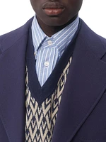 Single-Breasted Wool Gabardine Jacket