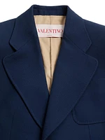 Single-Breasted Wool Gabardine Jacket