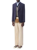 Single-Breasted Wool Gabardine Jacket