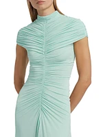 Gathered High-Neck Maxi Dress
