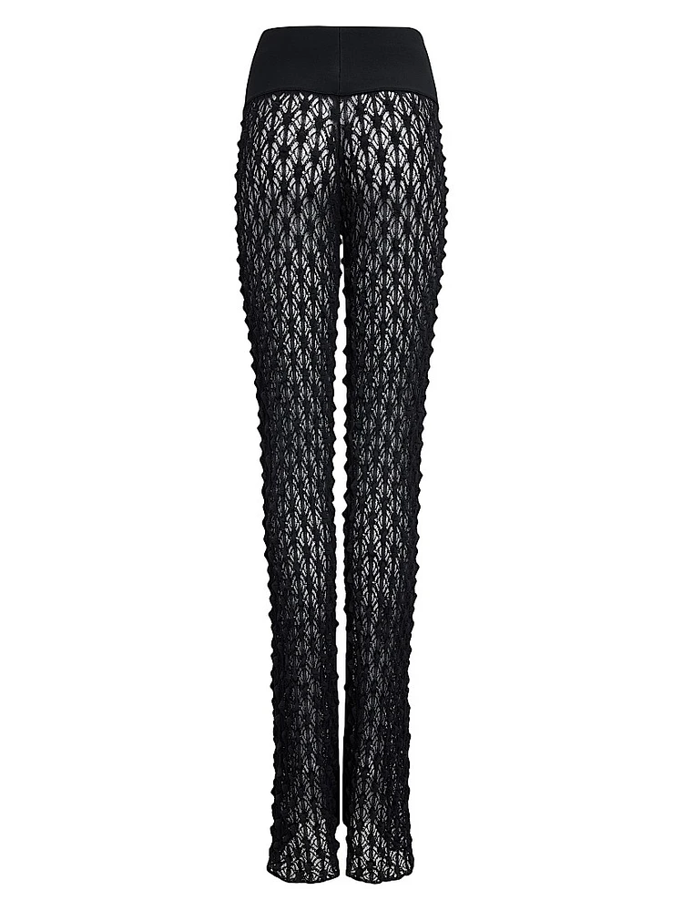 Sheer Stretch Flared Pants