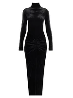 Ruched Velvet Maxi Dress