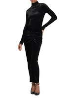 Ruched Velvet Maxi Dress