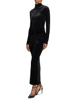 Ruched Velvet Maxi Dress
