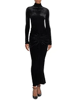 Ruched Velvet Maxi Dress