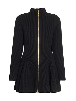 Wool-Blend Peplum Cardigan