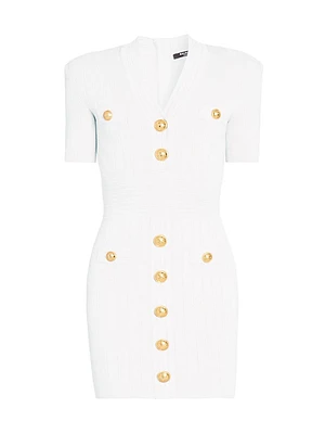Button-Accented Knit Minidress