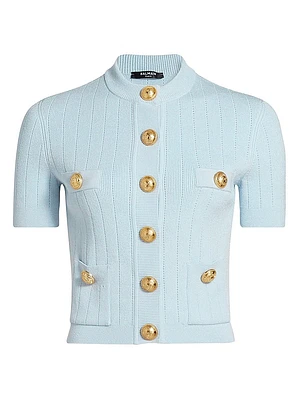 Buttoned Pocket Knit Cardigan