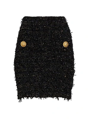 Buttoned Tweed Miniskirt