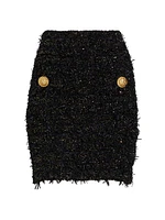 Buttoned Tweed Miniskirt