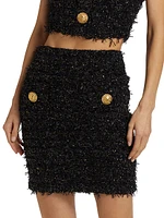 Buttoned Tweed Miniskirt