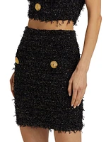 Buttoned Tweed Miniskirt