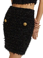Buttoned Tweed Miniskirt
