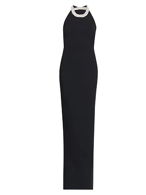Embellished Halterneck Column Gown