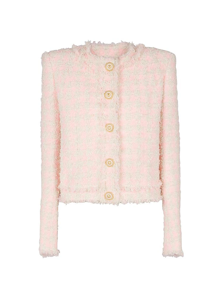 Collarless Tweed Jacket