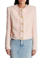 Collarless Tweed Jacket