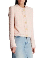 Collarless Tweed Jacket