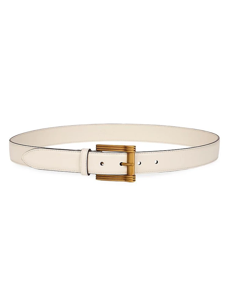 Leather Goldtone Buckle Belt