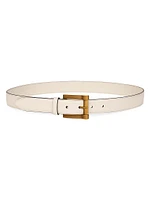 Leather Goldtone Buckle Belt