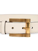 Leather Goldtone Buckle Belt