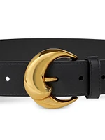 Leather Moon Buckle Belt