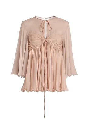 Gathered Silk Georgette Blouse
