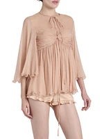 Gathered Silk Georgette Blouse