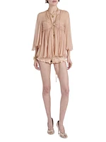 Gathered Silk Georgette Blouse