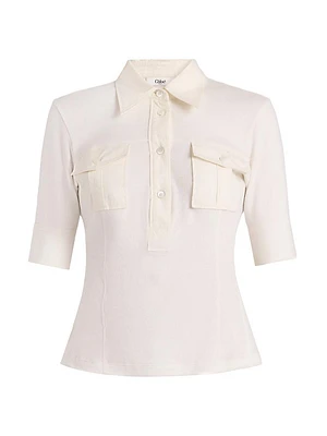 Cotton Rib-Knit Polo Shirt