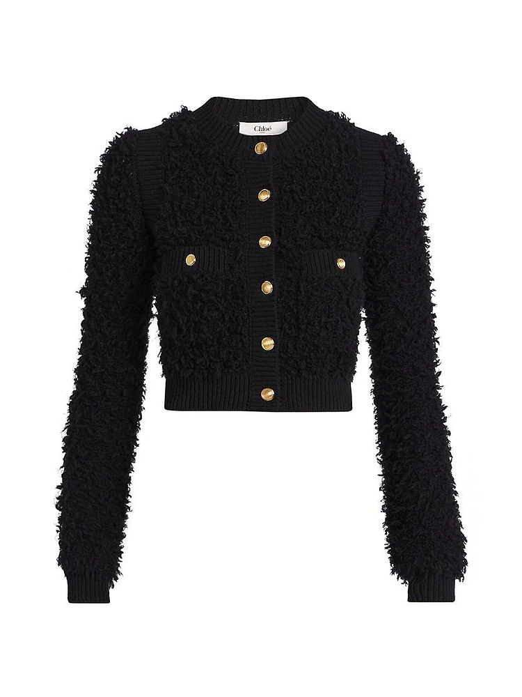 Wool-Blend Knit Cardigan