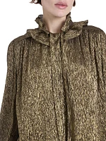 Ruffled Silk-Blend Lamé Blouse