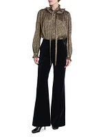 Ruffled Silk-Blend Lamé Blouse
