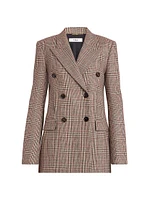 Check Wool-Blend Double-Breasted Blazer