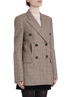 Check Wool-Blend Double-Breasted Blazer