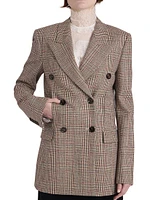 Check Wool-Blend Double-Breasted Blazer