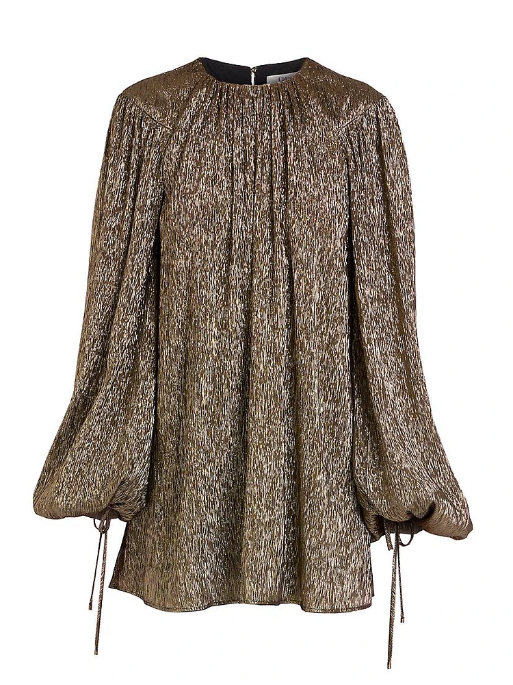 Silk-Blend Lamé Minidress