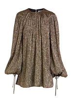 Silk-Blend Lamé Minidress