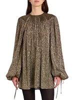 Silk-Blend Lamé Minidress