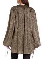 Silk-Blend Lamé Minidress