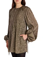 Silk-Blend Lamé Minidress